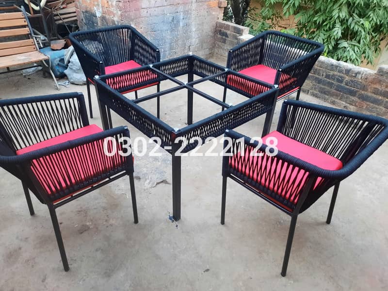 Rattan Garden Lawn Outdoor Furniture, Restaurant cafe rooftop chairs 4