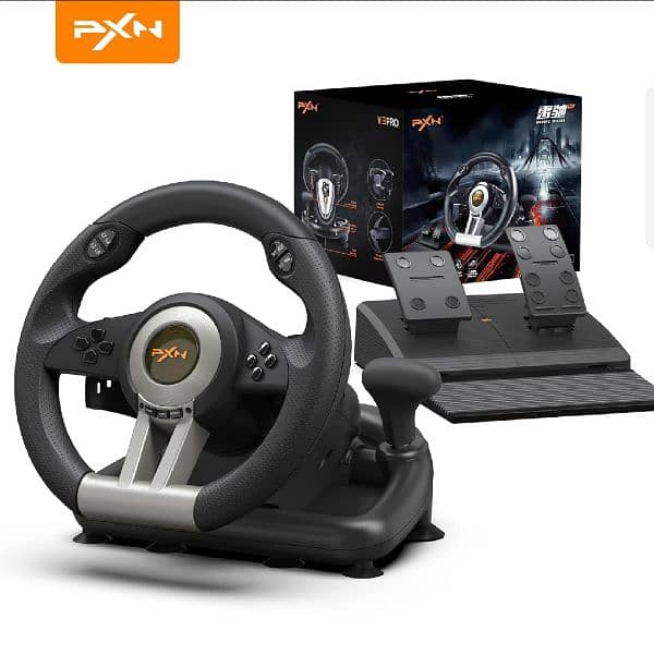 "PXN V3 Pro Steering Wheel with Pedals - Realistic Gaming Experience 0