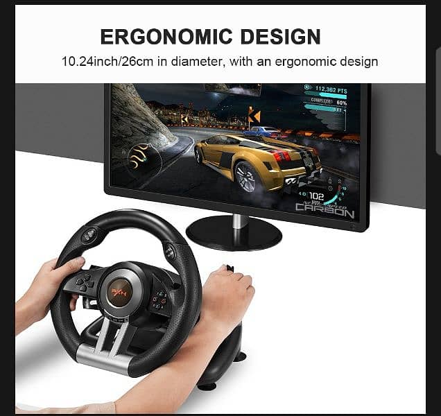 "PXN V3 Pro Steering Wheel with Pedals - Realistic Gaming Experience 2