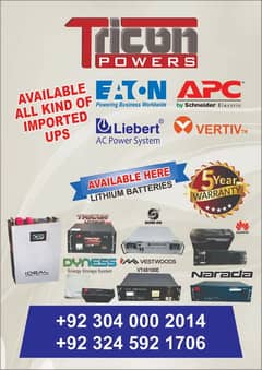 APC SMART UPS 1KVA TO 20KVA & LITHIUM BATTERIES 70AH/100AH/150AH/200AH