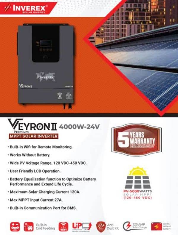 Inverex veyron ll 4000-24v 4kw 5years warranty 0