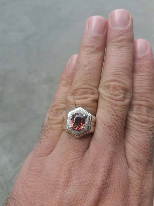 NATURAL TOURMALINE STONE FROM AFGHANSTAN :FIXD IN HAND-MADE SILVER Rng 1