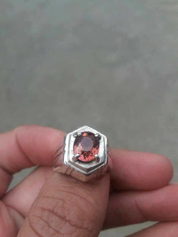 NATURAL TOURMALINE STONE FROM AFGHANSTAN :FIXD IN HAND-MADE SILVER Rng 2