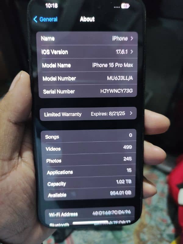 IPHONE 15 PRO MAX 1TB NON PTA 10/10 6