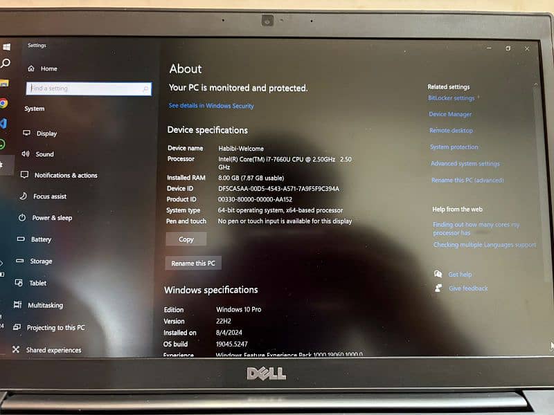 Dell latitude 7480 core i7 7th generation with 512 gb SSD 4