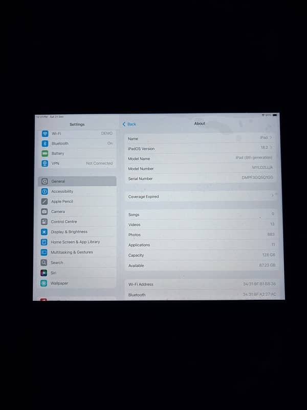 iPad 8 generation silver colour 3