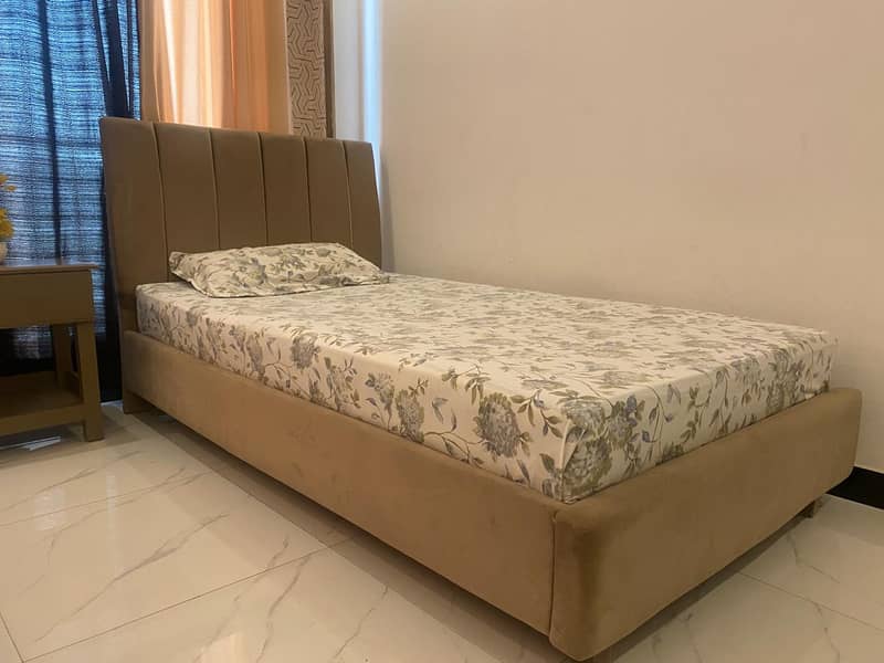 2 Single Beds (6.5’ by 4’) with Mattresses (Orthotic) + 1 Side Table 4