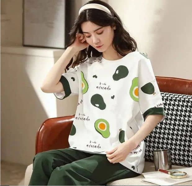 women oversized relax in comfortable printed T-shirt and trouser girls 0