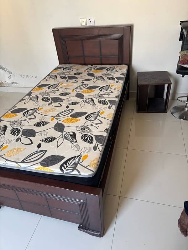 Wooden Single Bed with Mattress 1