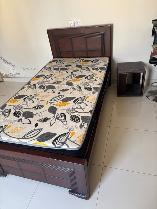 Wooden Single Bed with Mattress 2