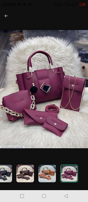 Stylish Women's Leather Hand Bag Set - 5 Pcs in Stunning Colors 0