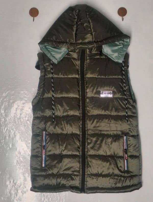 Men's Sleeveless Hooded Jacket - Parachute Fabric, Plain Pattern 4