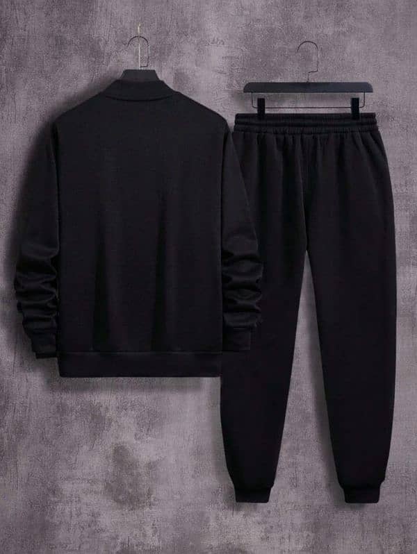 2 Pcs Men's Fleece Plain Zipper Track Suit 1