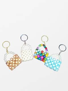 mini beads key chain handmade key chain for ladies wallet and purses