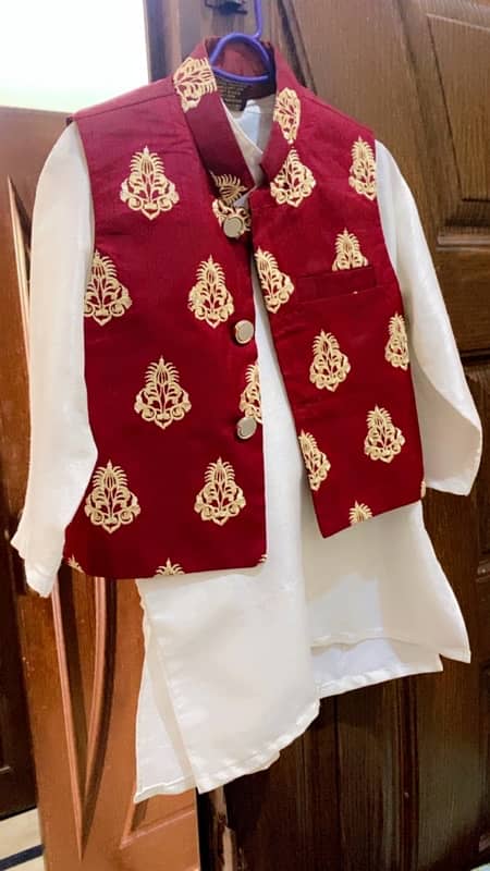 katan shalwar kameez with waistcoat 0