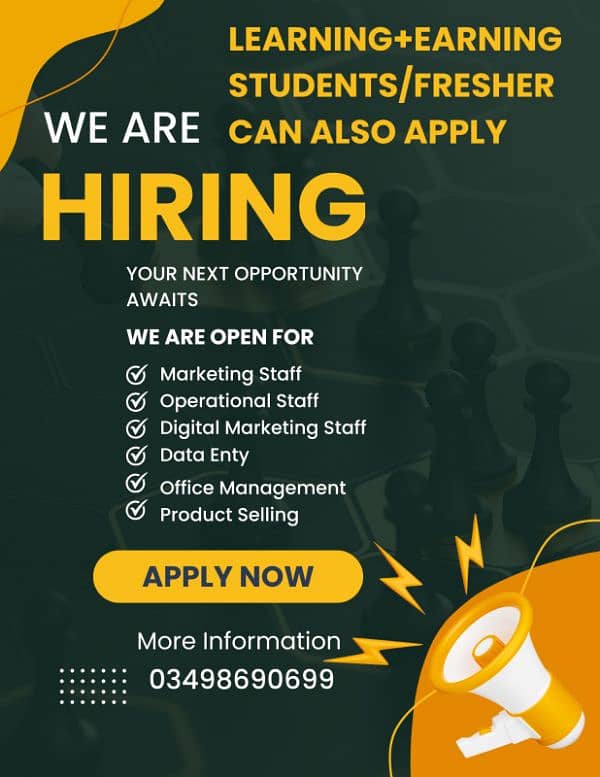 We are hiring staff for office based work. 0