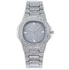 Square Dial Iced Out Diamond Luxury Watch For Men & Women || Stainless