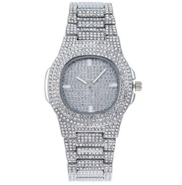 Square Dial Iced Out Diamond Luxury Watch For Men & Women || Stainless 0