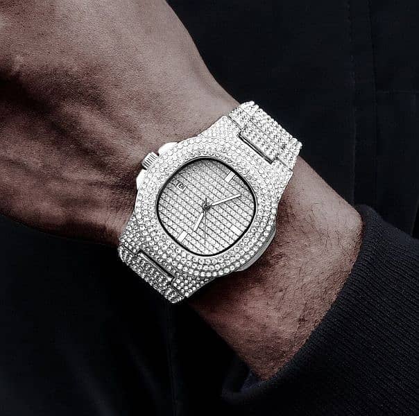 Square Dial Iced Out Diamond Luxury Watch For Men & Women || Stainless 2