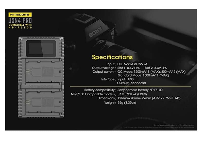 Camera Dual Batteries Charger USN4 4