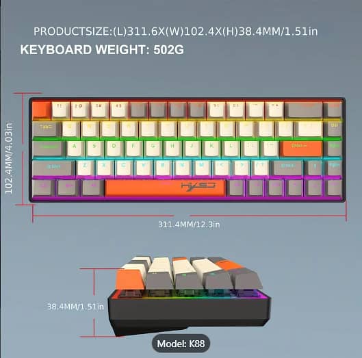 HXSJ-K88 68-Key Mechanical Gaming Keyboard 6