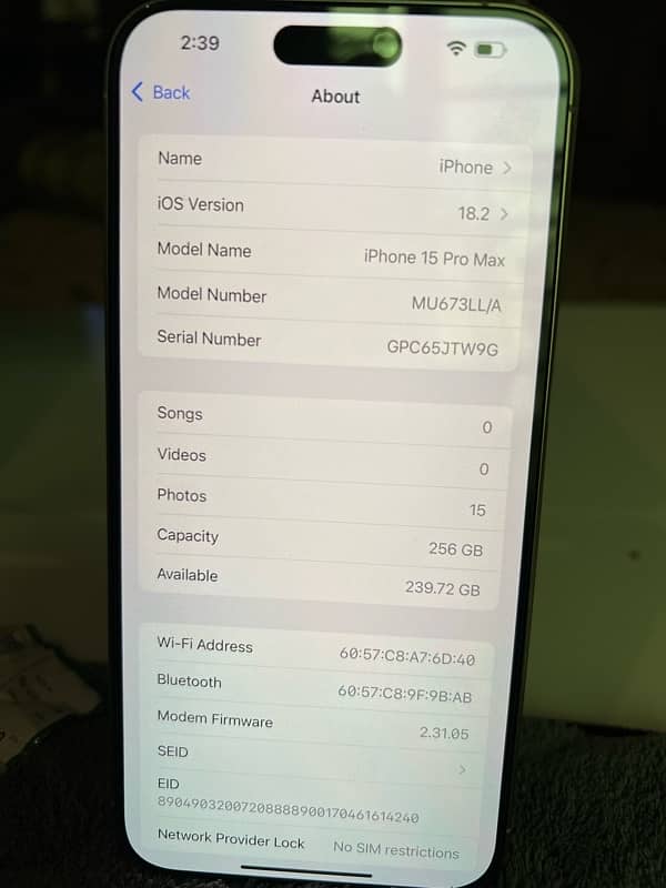 iPhone 15promax 256gb white titanium 4