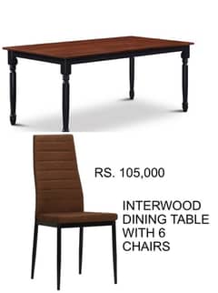 Interwood dining table with 6 chairs