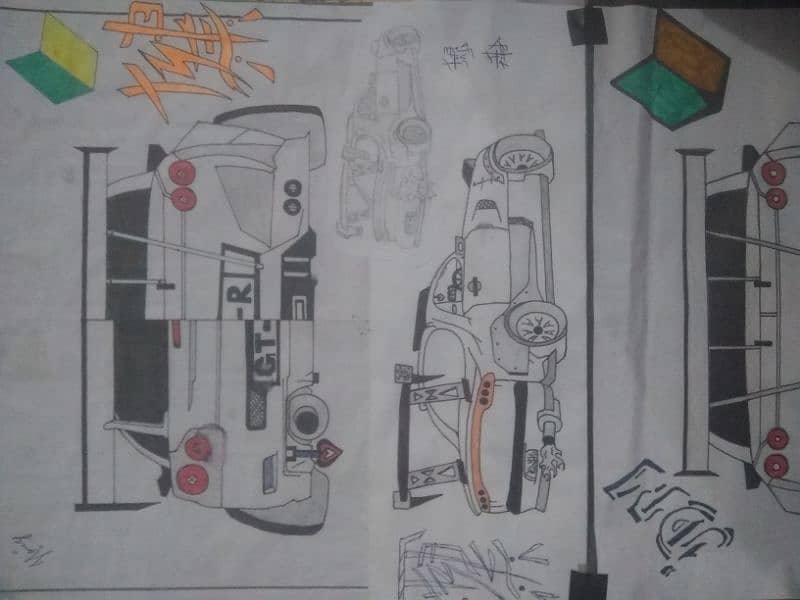 wall decor Mazda and GTR sketch for sale only 1000 pkr 1