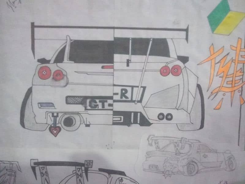 wall decor Mazda and GTR sketch for sale only 1000 pkr 2