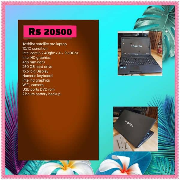 Toshiba dynabook corei5 Glossy Laptop 4GB Ram 320GB HDD 2hrs btry tmng 12