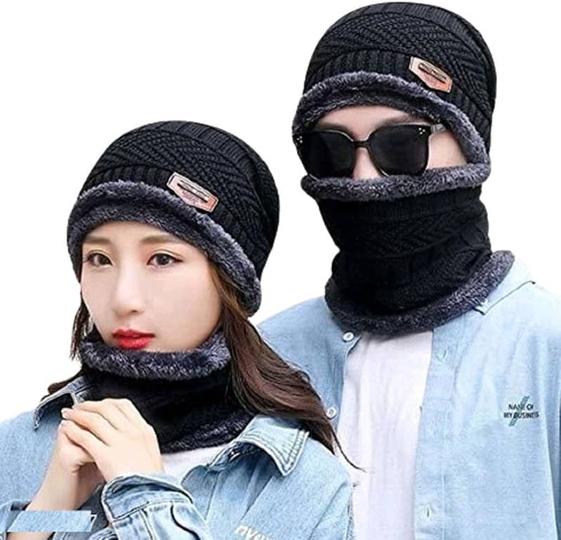 2 PCs wool textured Beanie and neck warmer ( sale offer) 3