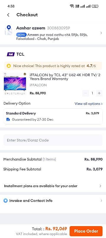 Tcl iffalcon 43inch 4k Led 1