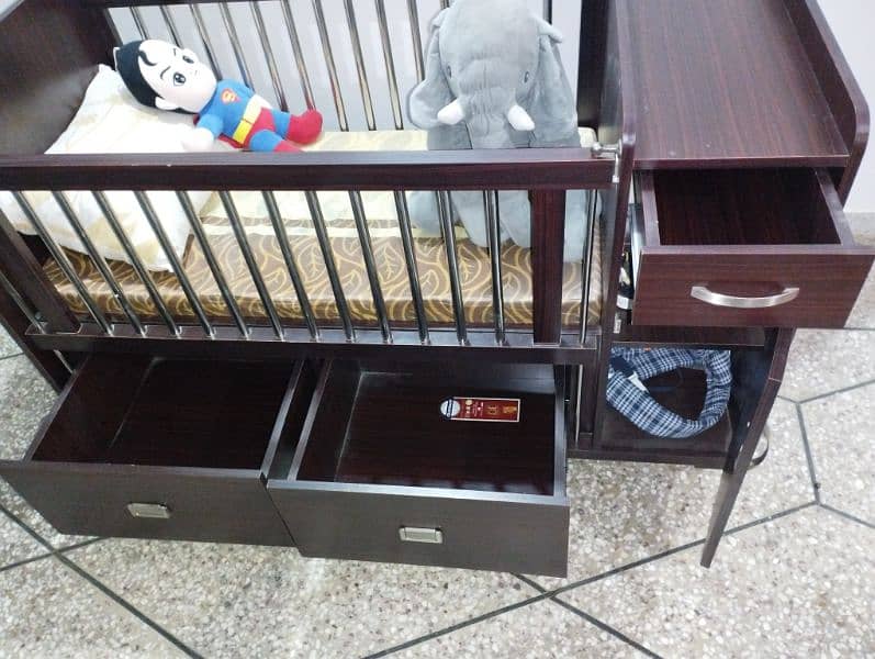 Baby Cot (in Used Condition 9.5/10) With Storage Drawers and Mattress 1