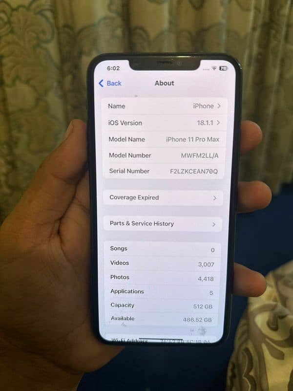 Iphone 11 Pro Max 512gb Non PTA sim time used 7