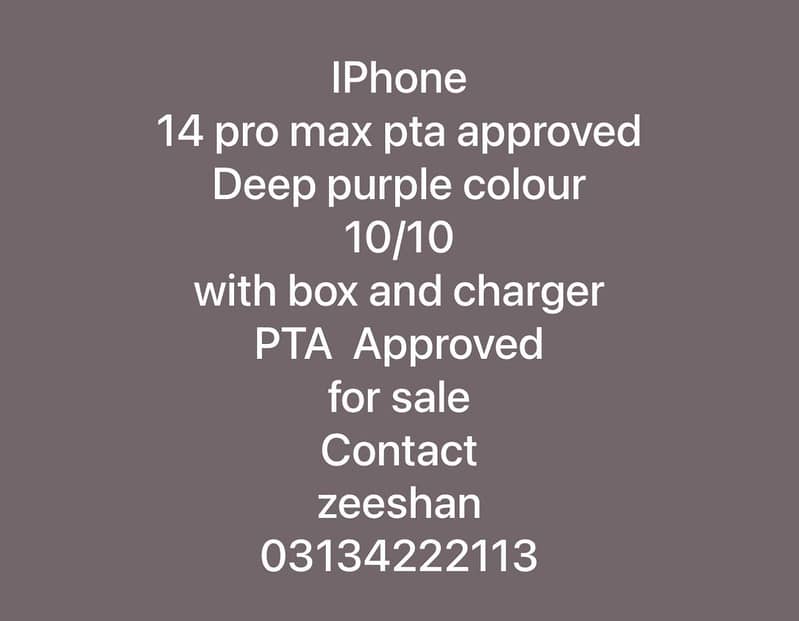 iPhone 14 pro max Hk pta approved scrahless just like box pack 6