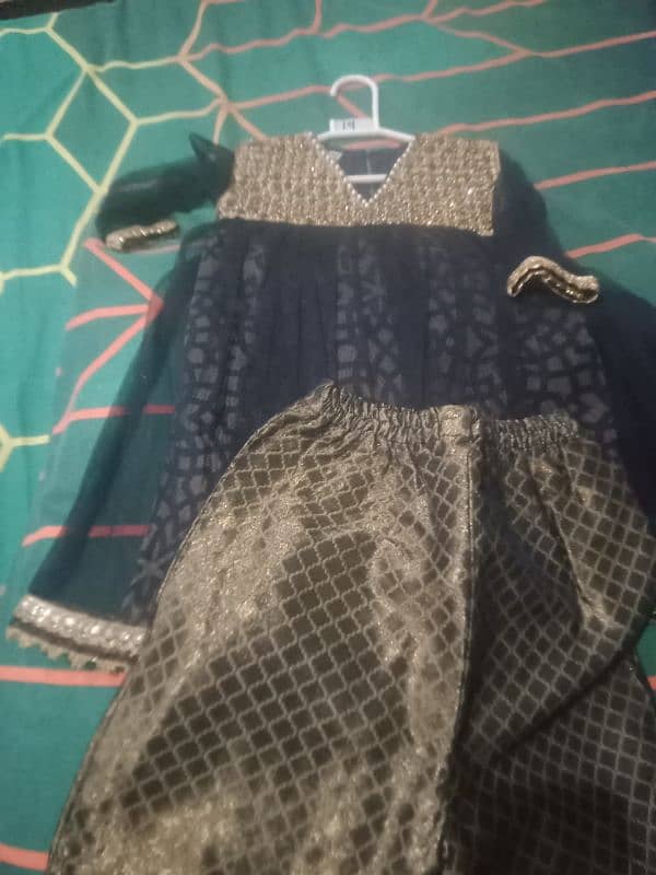 fancy baby frock with garara trouser and dopatta 1