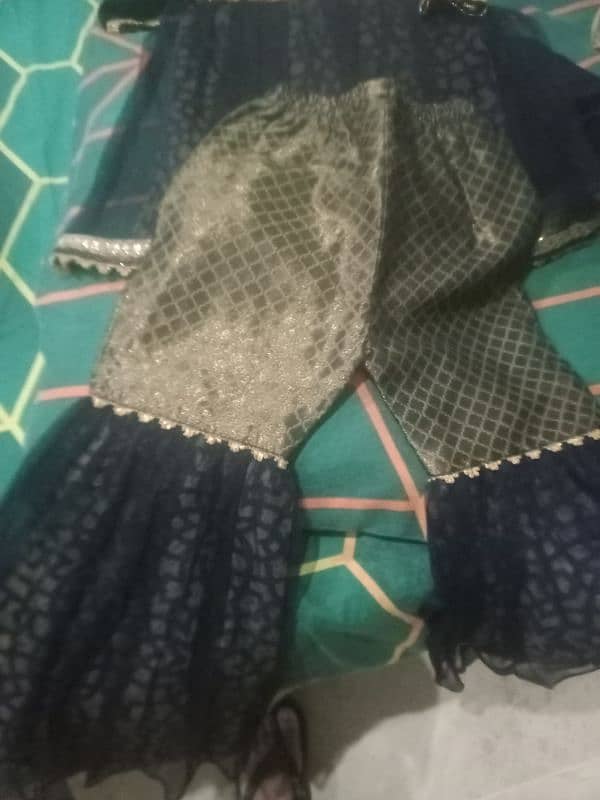 fancy baby frock with garara trouser and dopatta 2