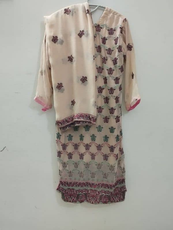 Fully Embroidered Chiffon Dress 1