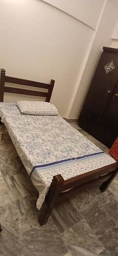 walnut wood single bed in good condition