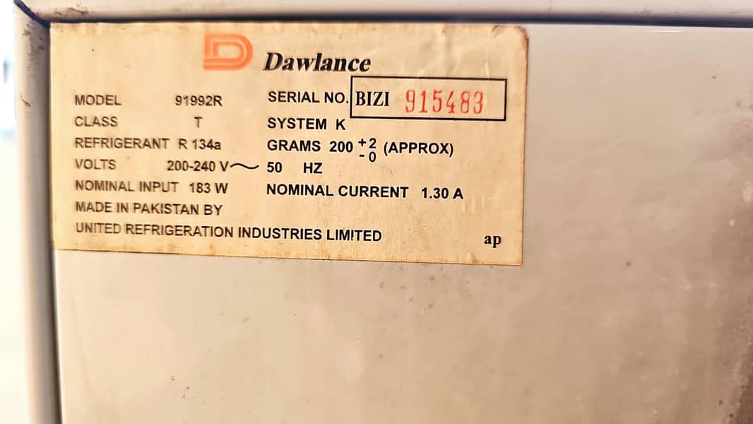 Dawlance 2 door refrigerator model # 91992 4