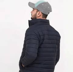 Men's Blue Plain Puffer Jacket - 1 Pc Stylish Winter Wear