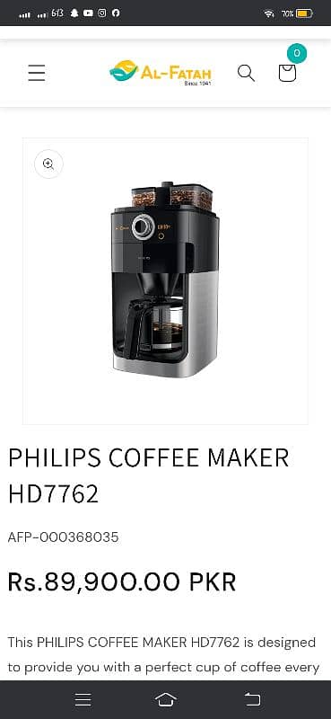 Philips - Grind & Brew Coffee maker HD7762, Black 2