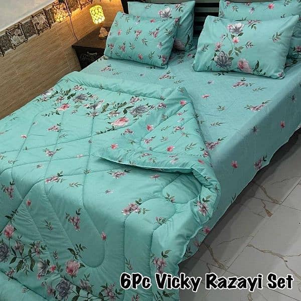 6 PCs cotton salonica printed razai set 13