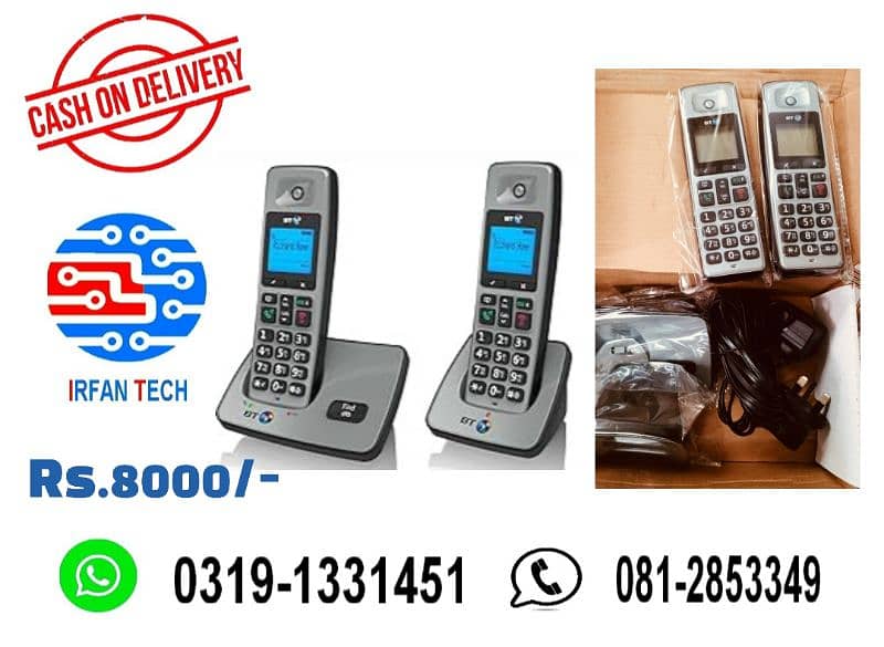 Dual Handset PTCL Landline Digital Cordless phone/Wireless telephone. 1