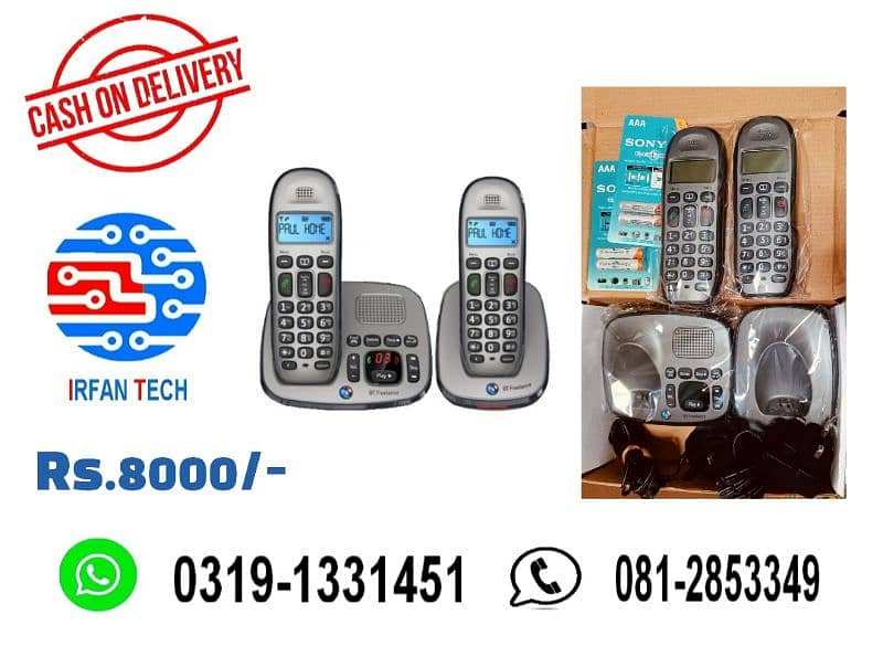 Dual Handset PTCL Landline Digital Cordless phone/Wireless telephone. 2