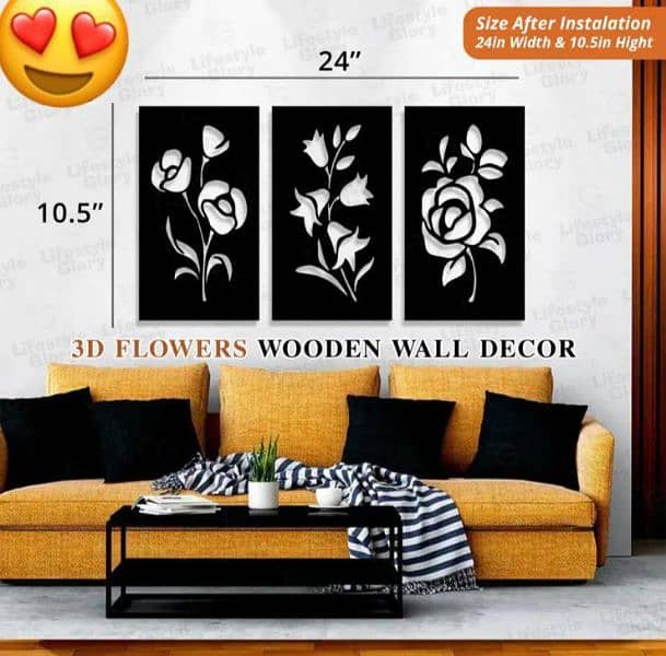 3 Pcs Flower Wall Art Set 1