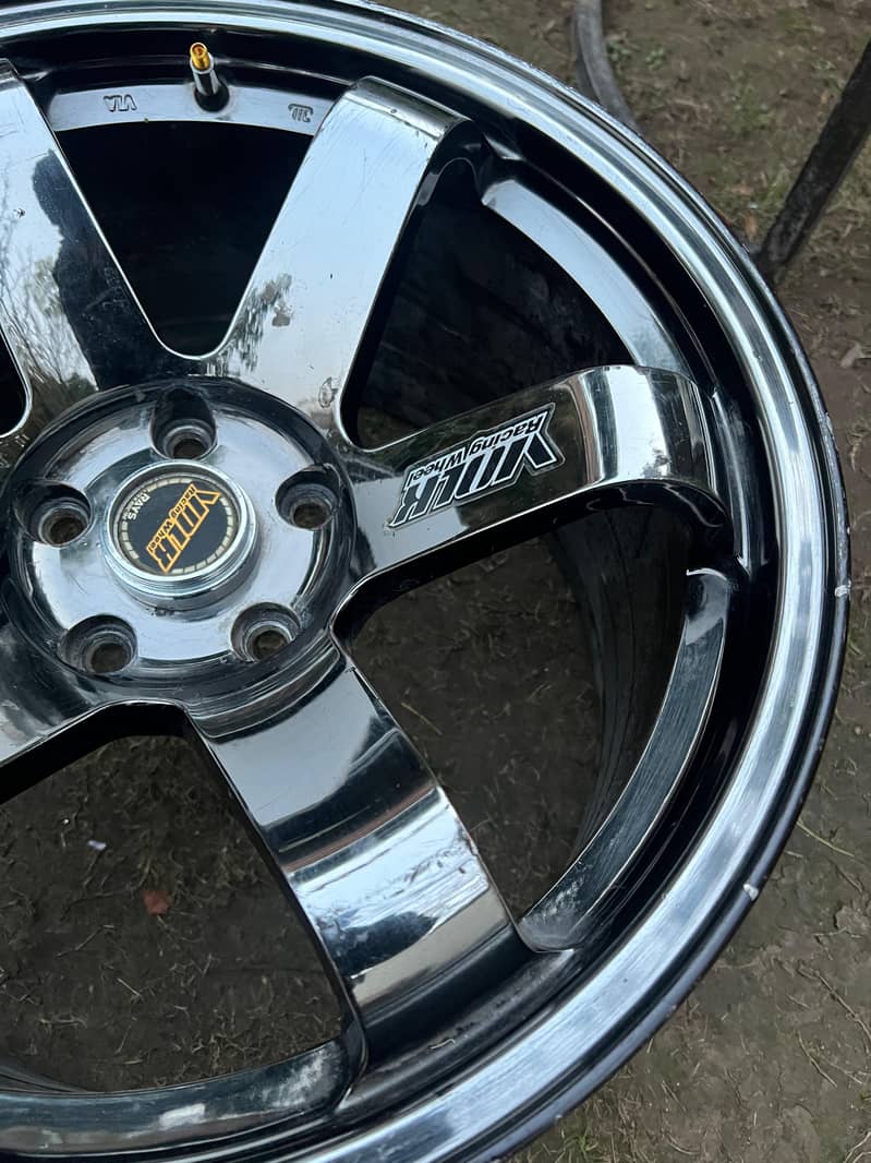 RARE 18" TE37 SAGA BLACK CHROME SUPER CONCAVE 6