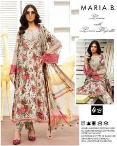 3 pcs Women ‘s Unstitched linen  Digital print suit   size: unstitched