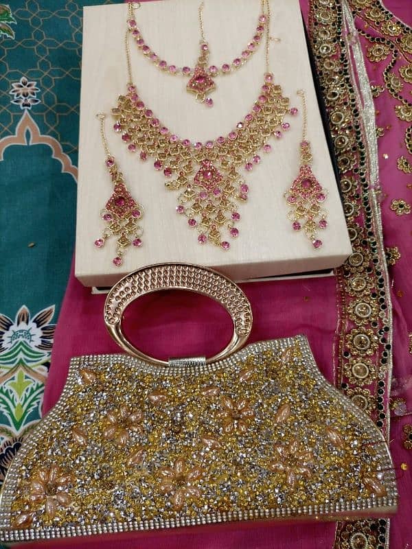 Party wear : Walima Dress : Mexi dress: Maxi with jewelry & clutch 4