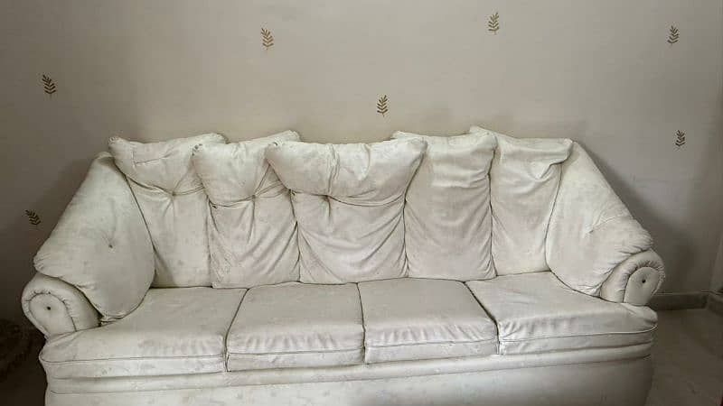 White 3 seater Leather Sofa 0